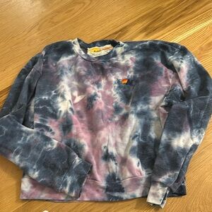 HAND DYED CREW SWEATSHIRT RELAXED - TIE DYE BLUE PURPLE size small